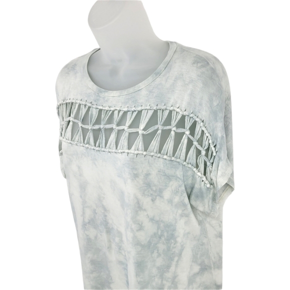 American Eagle Blue Tie Dye Knotted Cut Out Tee Size S - Picture 3 of 12